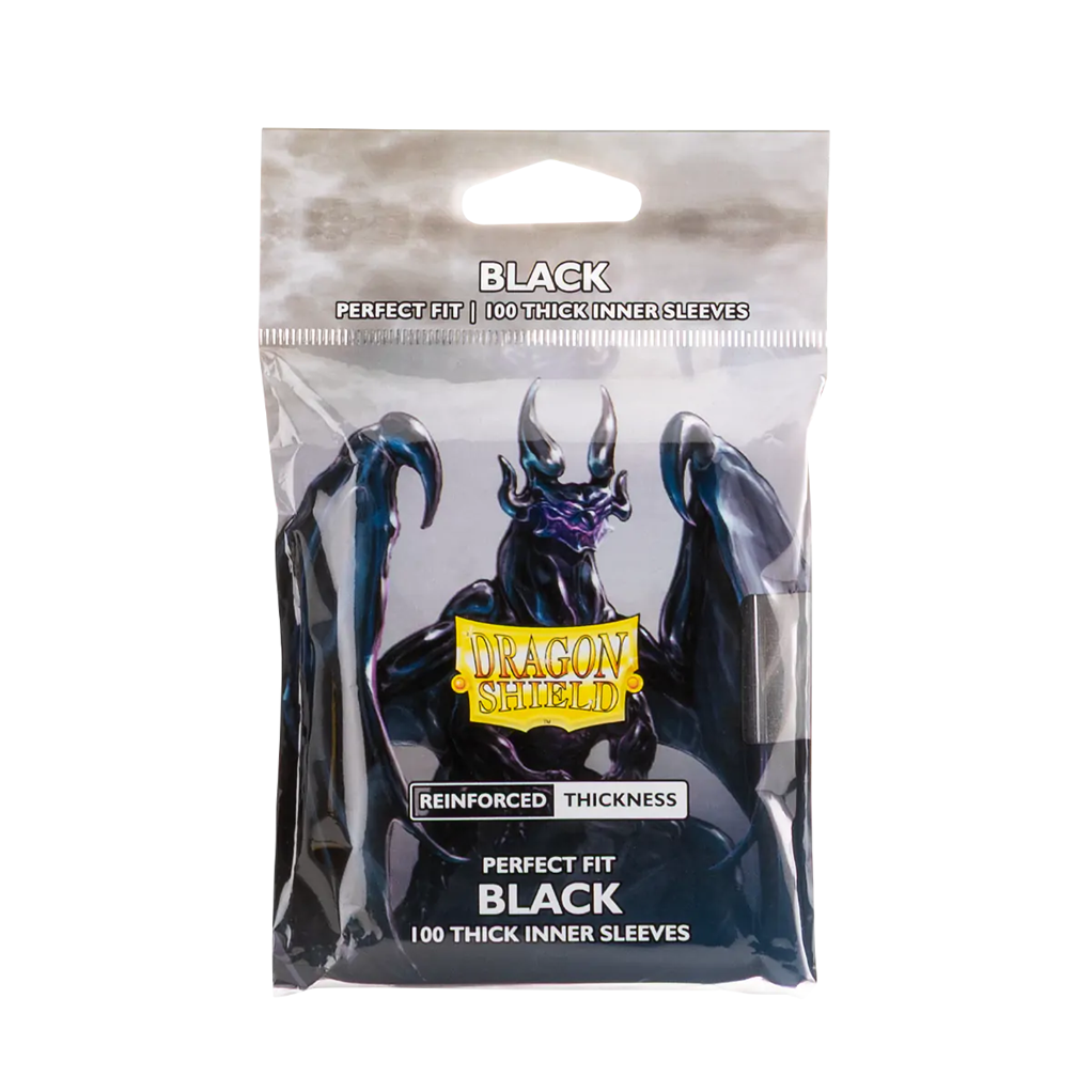 PROTÉGE-CARTES Dragon Shield Taille standard Ajustement parfait - Protège-cartes intérieurs - Noir épais (100 pièces)
