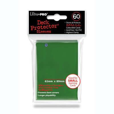 Accessoires Groene Deck Protectors voor smalle kaarten (62x89 mm). Een pakje bevat 60 deck protectors.