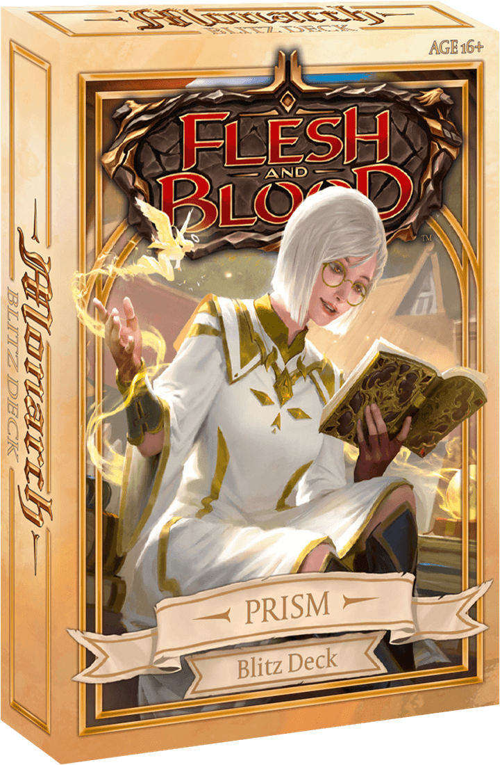 UITVERKOOP Flesh and Blood Monarch is een standalone boosterset van 307 kaarten die 4 nieuwe helden met gloednieuwe vaardigheden brengt voor het conflict tussen licht en donker.Een Blitz deck is een direct speelbaar heldendeck voor Flesh and Blood. Elk Bl