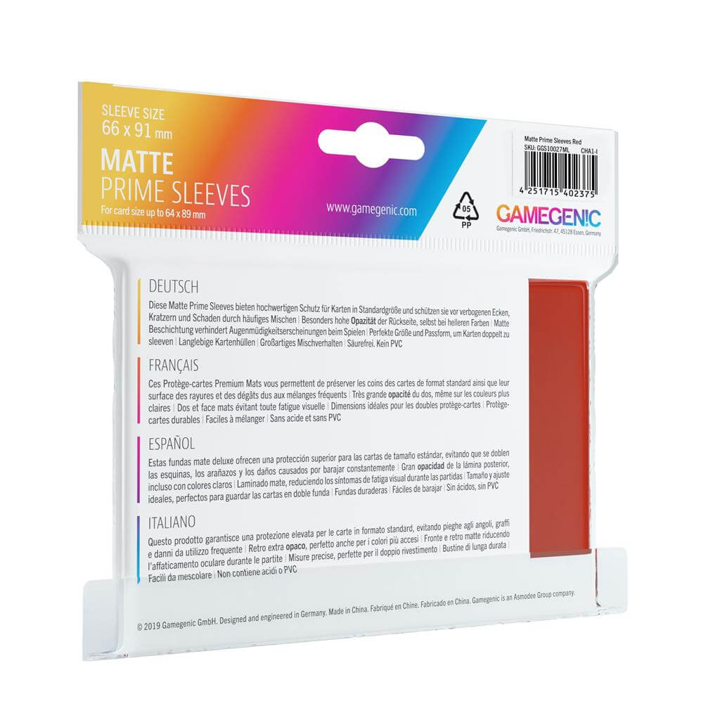 Accessoires Deze rode Matte Sleeves bieden een hoogwaardige bescherming voor standaard formaat kaarten van maximaal 64x89mm.