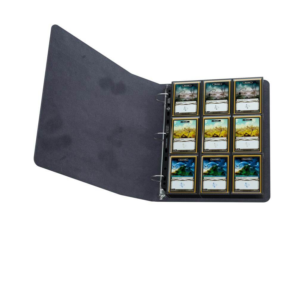 Accessoires Zwarte ringbandmap met 3 sterke ringen voor zowel 18-pocket als 9-pocket pagina's.