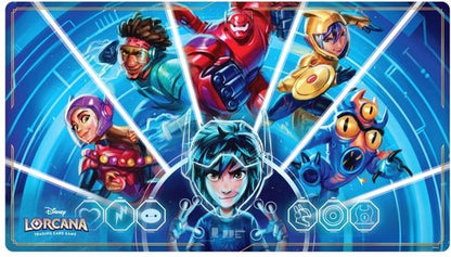 Lorcana Breng je Disney Lorcana-ervaring naar een hoger niveau met de Big Hero 6 Playmat! Deze speelmat, met een prachtig ontwerp van de geliefde personages uit Big Hero 6, biedt een comfortabele en stijlvolle ondergrond voor je kaarten. Het speelt niet a