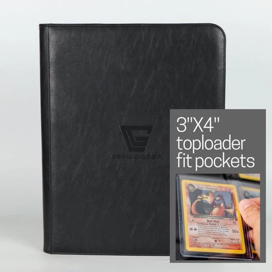 Gemloader Premium 3”X4” Toploader Binder (216 Pockets) - Zwart