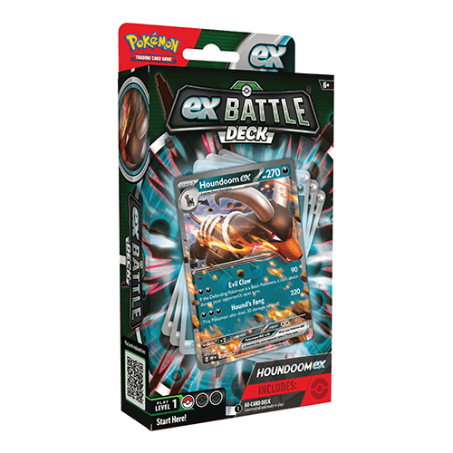 Pokémon Powerful Pokémon ex are ready to charge onto the battlefield in the new Pokémon TCG: ex Battle Decks (Melmetal and Houndoom). Each 60-card deck is led by an exceptional Pokémon ex and includes everything you need to play right away. Let the battle