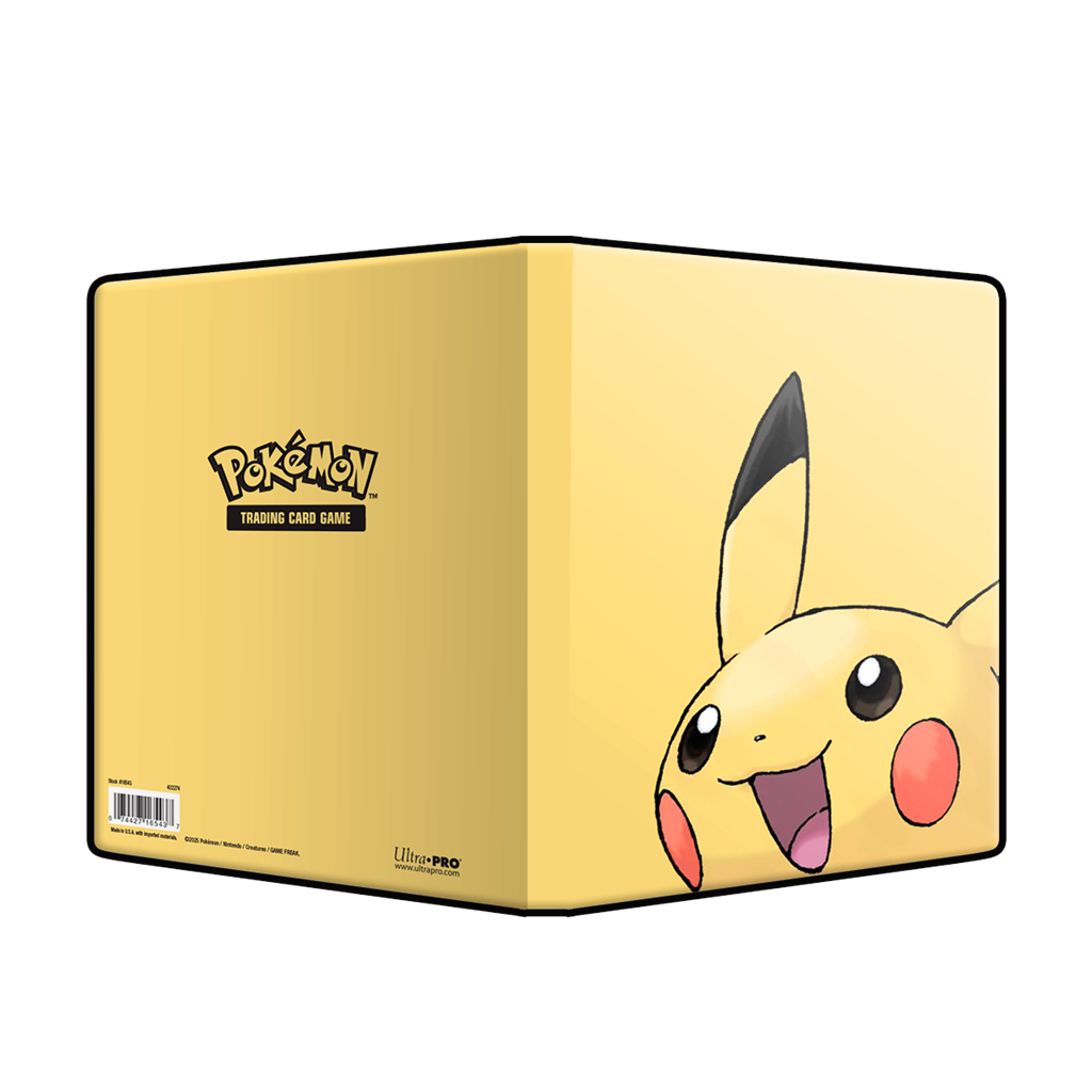Pokémon 4-Pocket Portfolios for Pokémon feature a vibrant, full-art cover of Pikachu. Each portfolio stores and protects up to 80 standard size cards double-loaded in archival-safe polypropylene pages. There are also pages in the center of the portfolio t