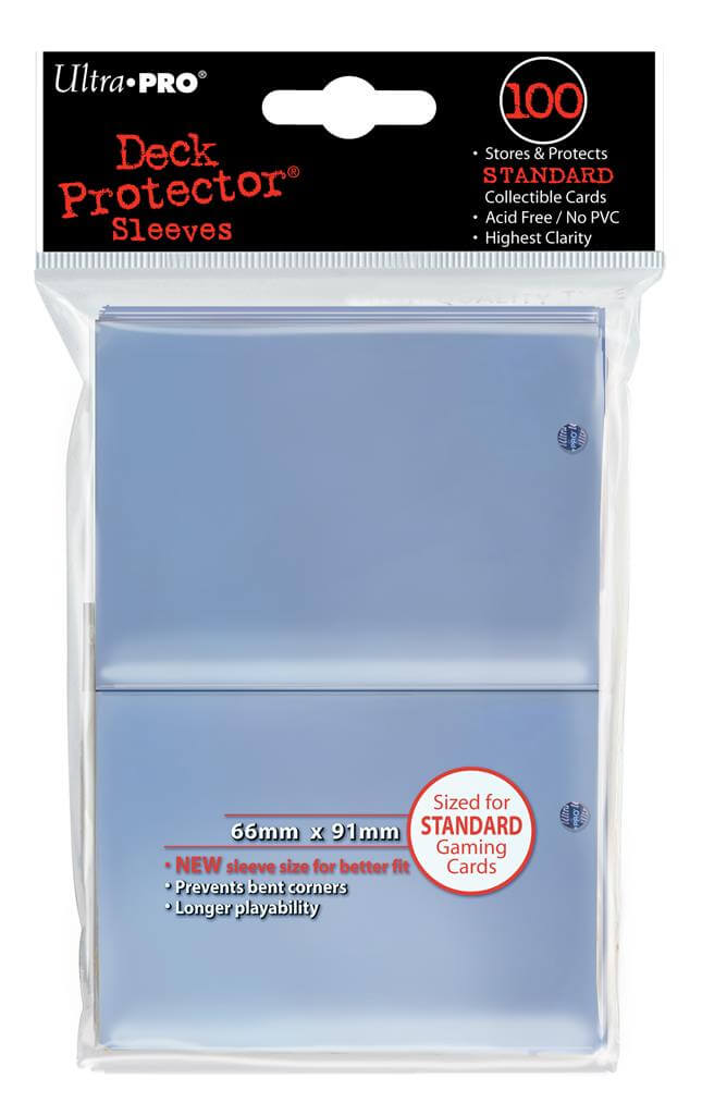 Accessoires Transparante Deck Protectors voor standaard kaarten (66x91 mm). Een pakje bevat 100 deck protectors.