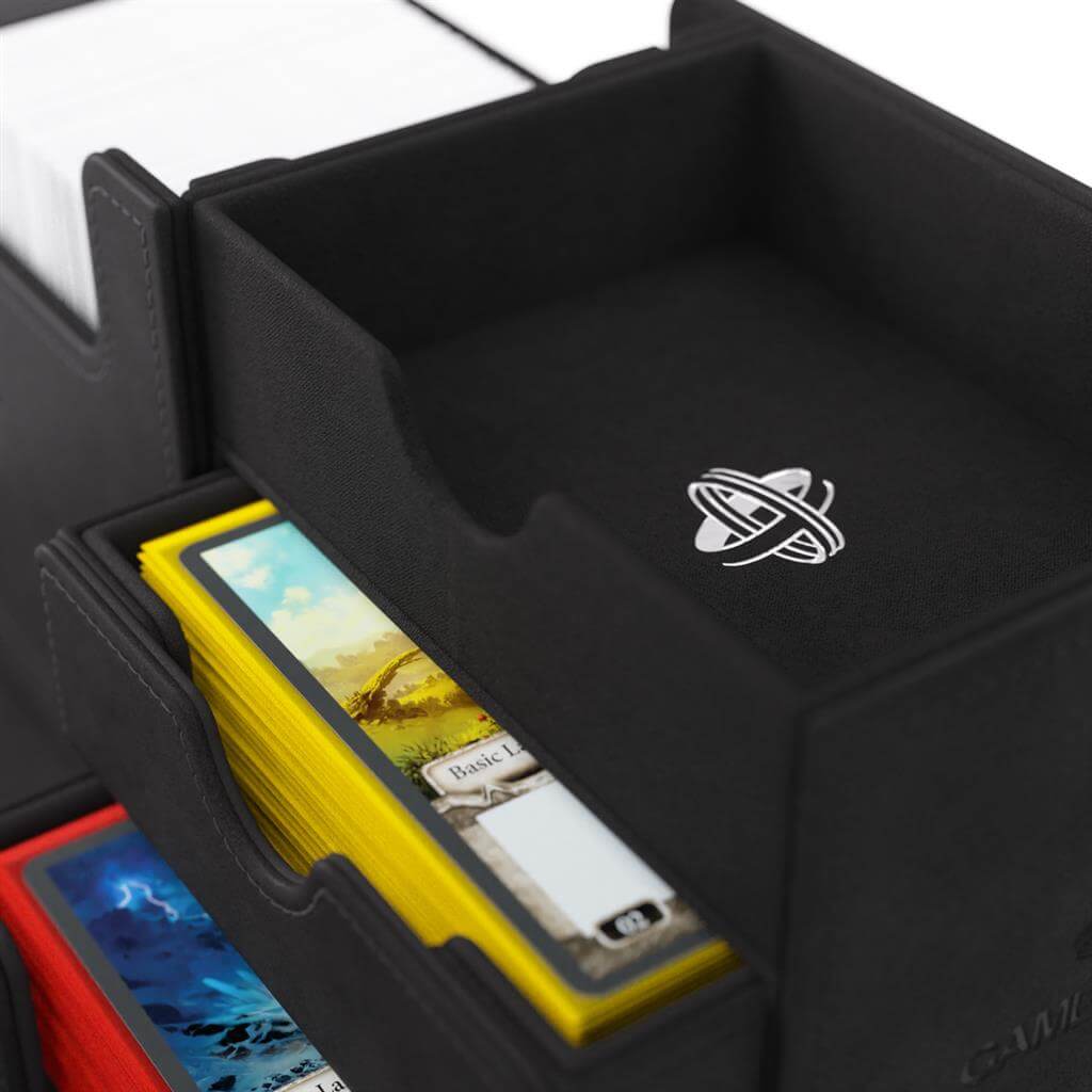 Accessoires The Academic 133+ XL, the box that broke all records, can hold 133+ double-sleeved cards in extra Thick Inner Sleeves* plus accessories. Numerous members of the community have requested a cleaner version of the box, without the Tolarian logos,