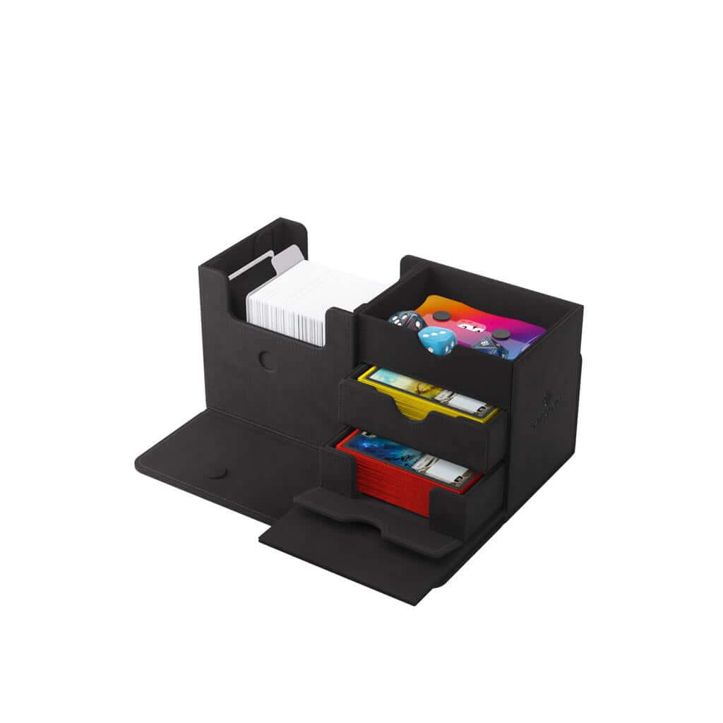 Accessoires The Academic 133+ XL, the box that broke all records, can hold 133+ double-sleeved cards in extra Thick Inner Sleeves* plus accessories. Numerous members of the community have requested a cleaner version of the box, without the Tolarian logos,