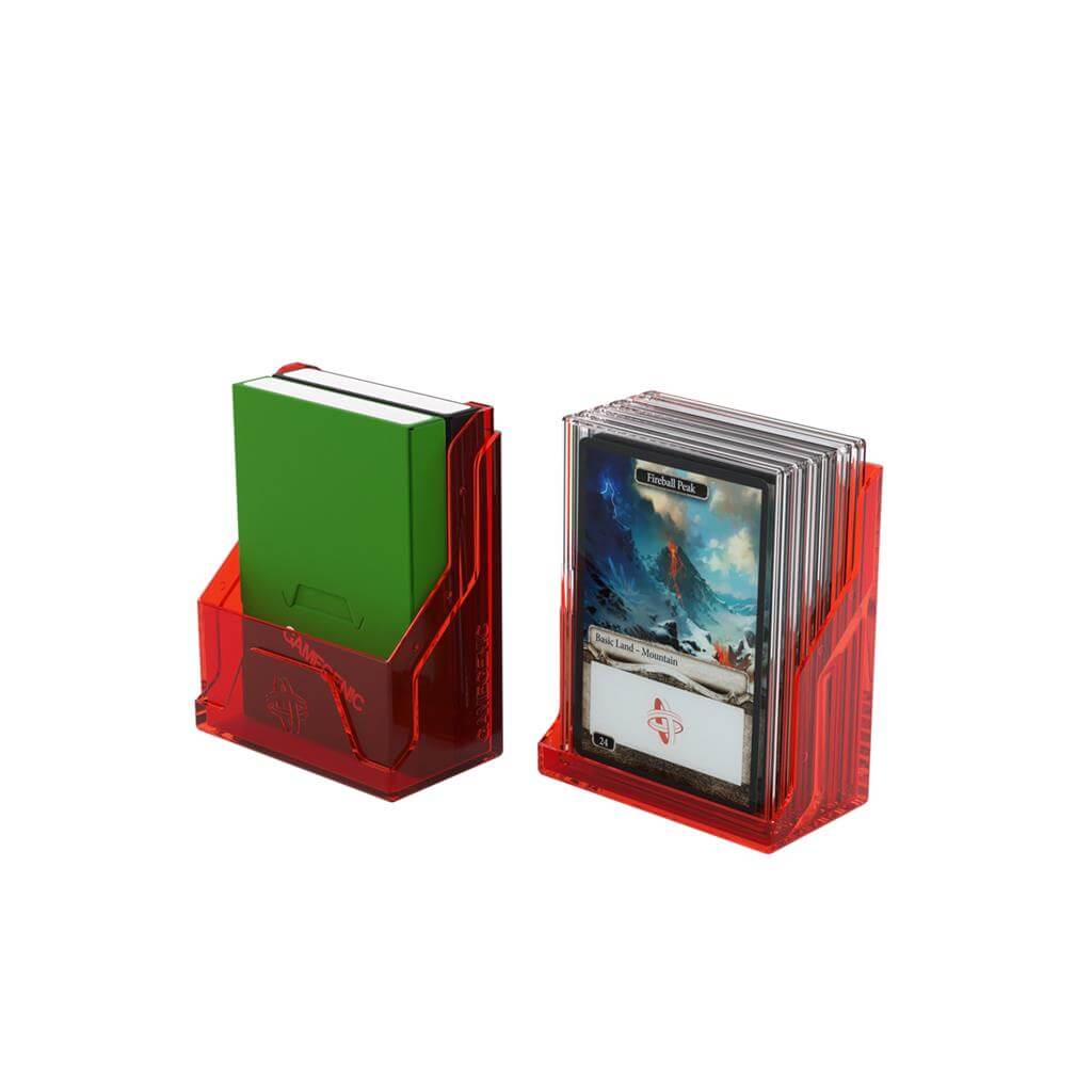 Accessoires The Bastion 50+ is a very compact and rock-solid deck box to safely protect 50+ double-sleeved cards in Closable Inner Sleeves. It is ideal for decks with 55+ double-sleeved cards in standard inner sleeves. Due to translucent materials and sma