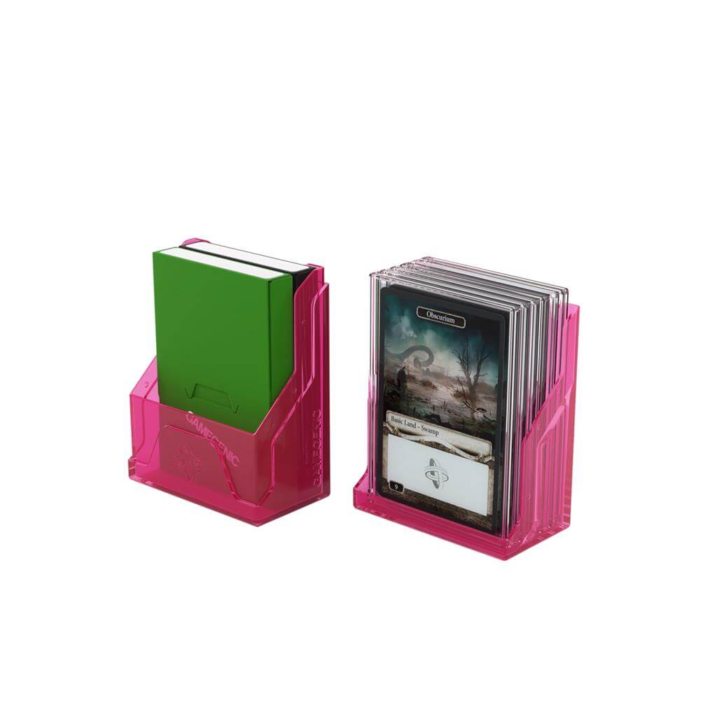 Accessoires The Bastion 50+ is a very compact and rock-solid deck box to safely protect 50+ double-sleeved cards in Closable Inner Sleeves. It is ideal for decks with 55+ double-sleeved cards in standard inner sleeves. Due to translucent materials and sma