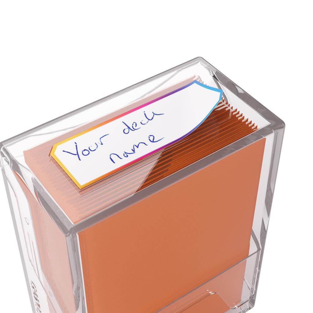 Accessoires The Bastion 50+ is a very compact and rock-solid deck box to safely protect 50+ double-sleeved cards in Closable Inner Sleeves. It is ideal for decks with 55+ double-sleeved cards in standard inner sleeves. Due to translucent materials and sma