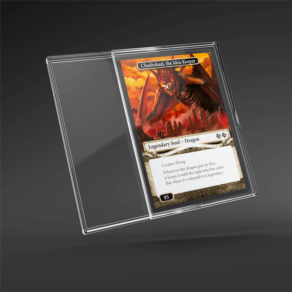 Accessoires Maximum protection for your card in an innovative rigid case with sliding mechanism! Protect and present your most valuable cards in this hard-shell card holder. The Slide Card Case holds one standard-size trading card, like Magic: The Gatheri