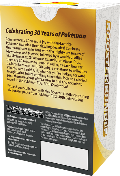 JCC Pokémon : Lot de boosters Célébration 30e