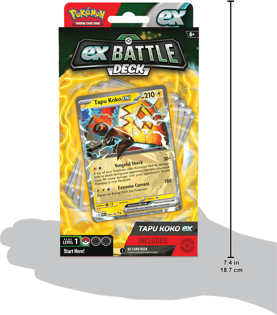 Pokémon Machtige Pokémon ex strijden voor de overwinning!Machtige Pokémon ex staan klaar om het slagveld op te stormen in de nieuwe Pokémon TCG: ex Battle Decks! Elk deck van 60 kaarten wordt geleid door een uitzonderlijke Pokémon ex en bevat alles wat je