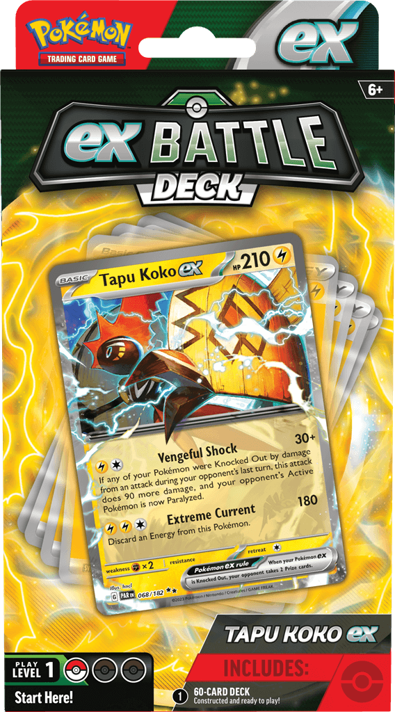 Pokémon Machtige Pokémon ex strijden voor de overwinning!Machtige Pokémon ex staan klaar om het slagveld op te stormen in de nieuwe Pokémon TCG: ex Battle Decks! Elk deck van 60 kaarten wordt geleid door een uitzonderlijke Pokémon ex en bevat alles wat je