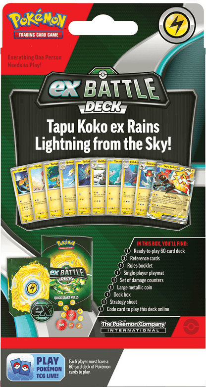 Pokémon Machtige Pokémon ex strijden voor de overwinning!Machtige Pokémon ex staan klaar om het slagveld op te stormen in de nieuwe Pokémon TCG: ex Battle Decks! Elk deck van 60 kaarten wordt geleid door een uitzonderlijke Pokémon ex en bevat alles wat je