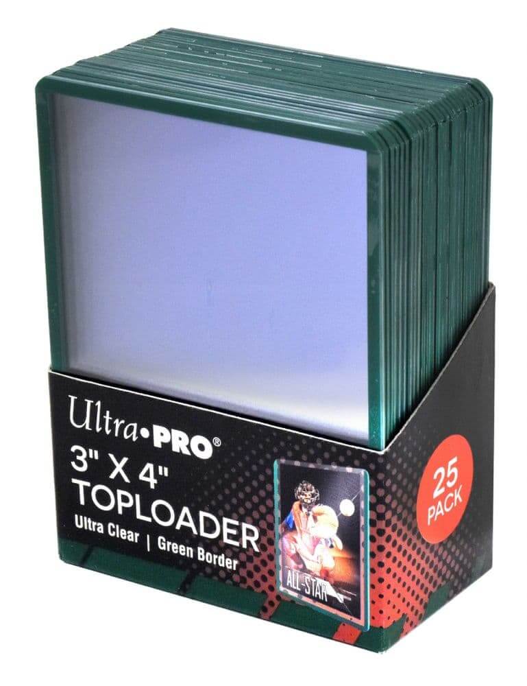 Accessoires 3" x 4" (63.5mm x 88.9mm) toploader for standard cards with red border. Rigid plastic encloses card and keeps it clean while preventing damage.