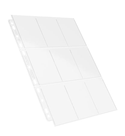 Accessoires High-quality 9-pocket pages, that fit in almost any D-Ring-Binder, thanks to the double reinforced 11-hole strip. Each pack contains 100 pages for storing and carrying at least 900 double-sleeved cards (9 per page). Top-loading Design Double r
