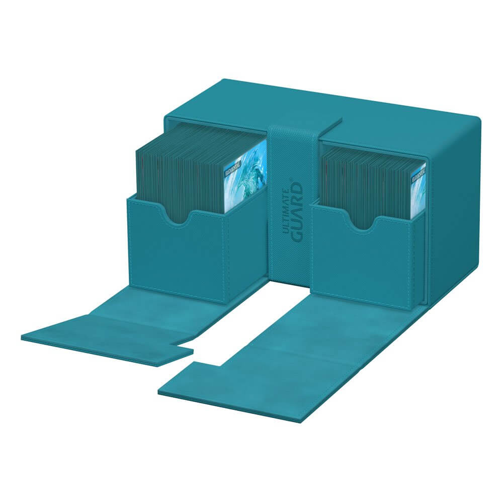 Accessoires One box, two card decks, and additional accessory tray: Our Twin Flip'n'Tray 200+ offers all the features a great deck box needs. Doubling the size of our classic Flip'n'Tray 100+, this box is the big sibling everyone is looking for. The Twin