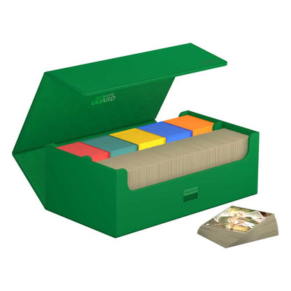 Accessoires Double your storage with our Arkhive 800+! This box offers space for more than 800 double-sleeved cards in standard size, can hold 350 Toploaders, or its two rows can simply be filled with a selection of your favorite deck boxes and cases. Its