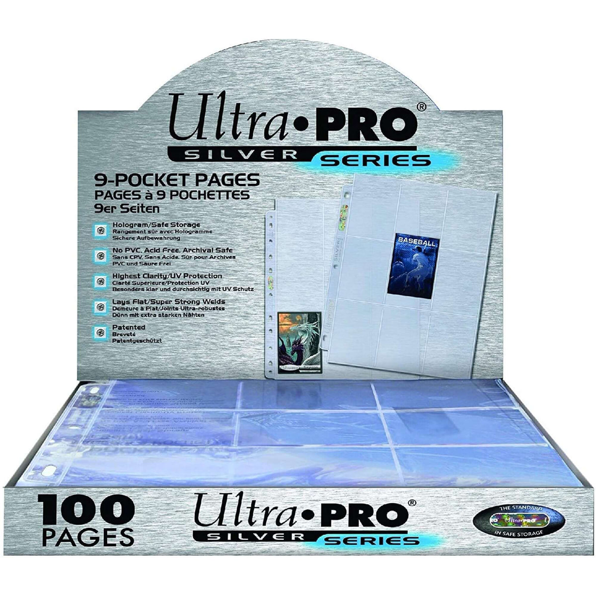 Accessoires 9-Pocket Hologram Silver Pages voor in een ringband. 100 stuks per box.