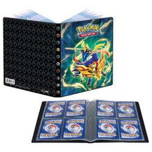 Pokémon 4-Pocket Portfolios for Pokémon feature a vibrant, full-art cover of Crowned Sword Zacian and Crowned Shield Zamazenta. Each portfolio stores and protects up to 40 standard size cards single-loaded and 80 cards double-loaded in archival-safe polyp