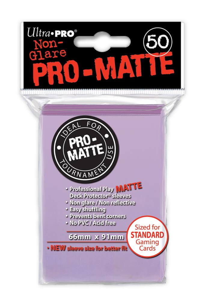Accessoires Lila-kleurige Deck Protectors Pro-Matte Non-Glare voor standaard kaarten (66x91 mm). Een pakje bevat 50 deck protectors.