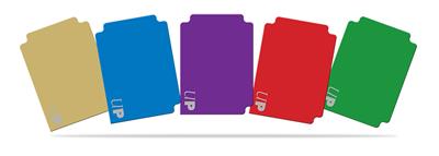 Accessoires Setje met 10 kaartdividers (2 stuks in 5 verschillende kleuren) voor je standaard speelkaarten.