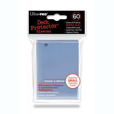 Accessoires Transparante Deck Protectors voor smalle kaarten (62x89 mm). Een pakje bevat 60 deck protectors.