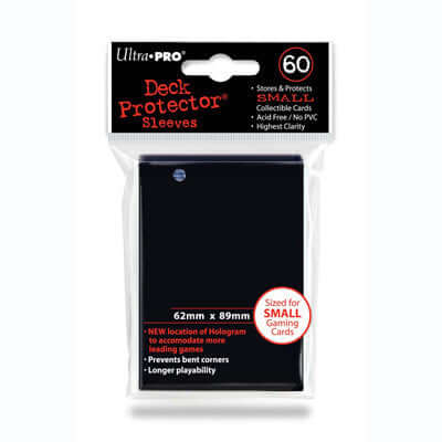 Accessoires Zwarte Deck Protectors voor smalle kaarten (62x89 mm). Een pakje bevat 60 deck protectors.