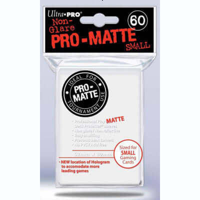 Accessoires Witte Deck Protectors Pro-Matte Non-Glare voor smalle kaarten (62x89 mm). Een pakje bevat 60 deck protectors.