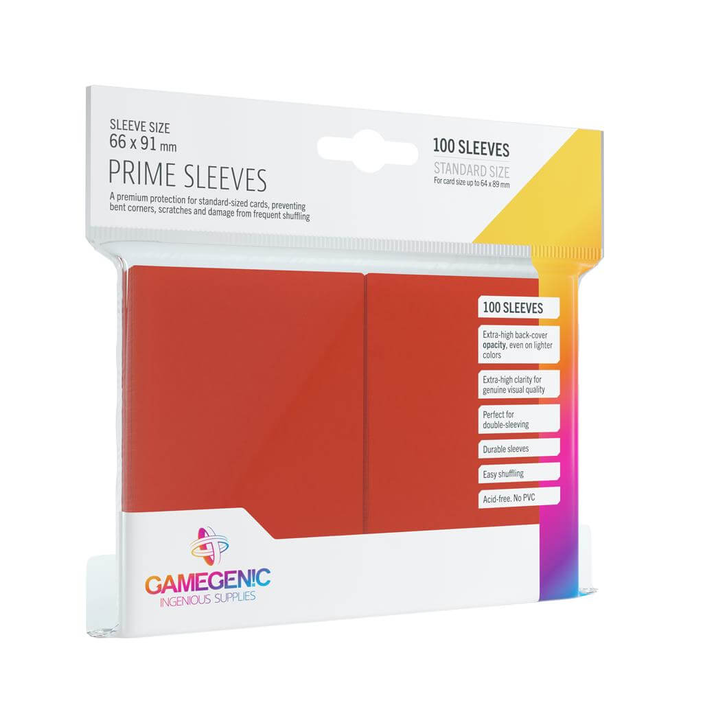 Accessoires Deze rode Prime Sleeves bieden een hoogwaardige bescherming voor standaard formaat kaarten van maximaal 64x89mm.