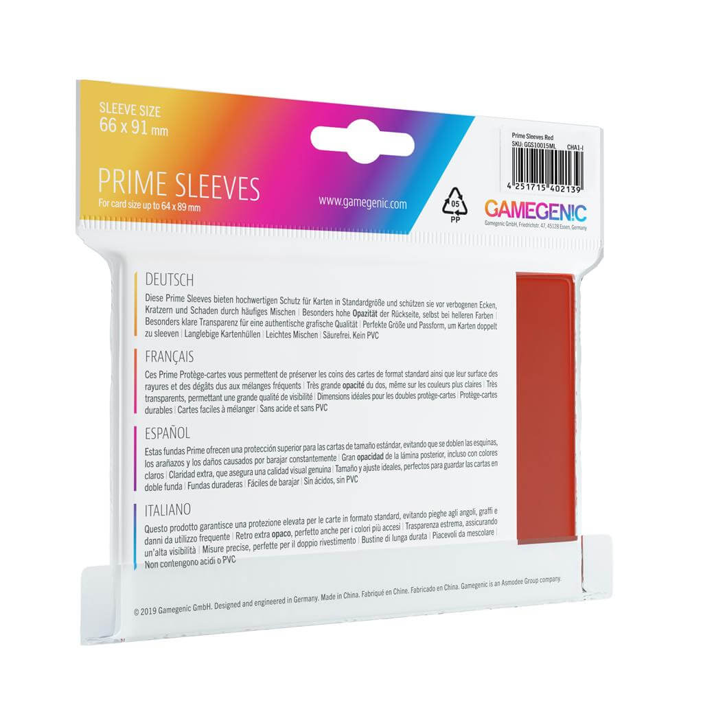 Accessoires Deze rode Prime Sleeves bieden een hoogwaardige bescherming voor standaard formaat kaarten van maximaal 64x89mm.