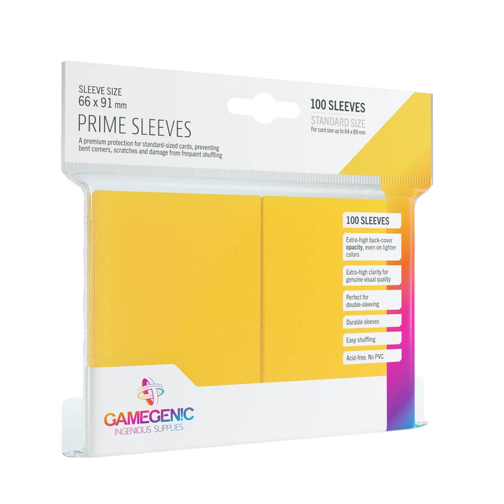 Accessoires Deze gele Prime Sleeves bieden een hoogwaardige bescherming voor standaard formaat kaarten van maximaal 64x89mm.