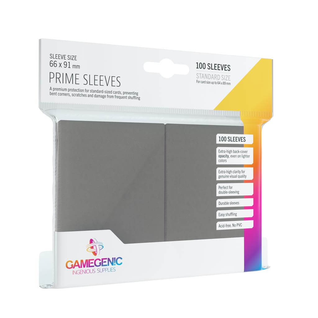 Accessoires Deze grijze Prime Sleeves bieden een hoogwaardige bescherming voor standaard formaat kaarten van maximaal 64x89mm.