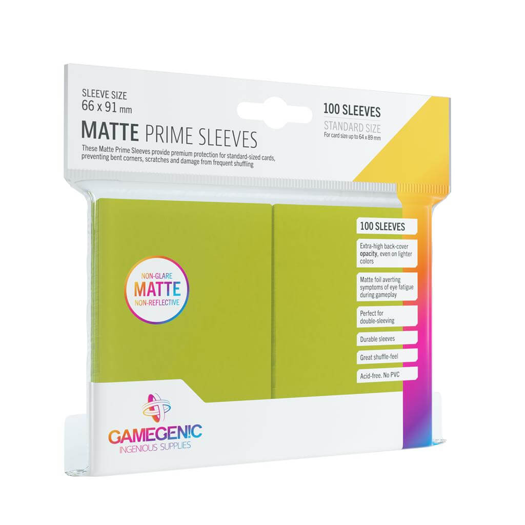 Accessoires Deze lime-groene Matte Sleeves bieden een hoogwaardige bescherming voor standaard formaat kaarten van maximaal 64x89mm.