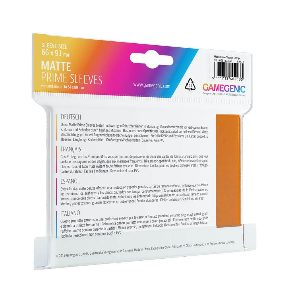 Accessoires Deze oranje Matte Sleeves bieden een hoogwaardige bescherming voor standaard formaat kaarten van maximaal 64x89mm.