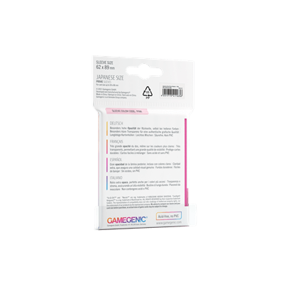 Accessoires The Japanese Size Prime Sleeves are 62 x 89 mm in size. They are ideal for card games like Yu-Gi-Oh!TM, NarutoTM, Cardfight!! VanguardTM and many others. These Japanese-Sized sleeves not only offer great protection for game cards. They also pr