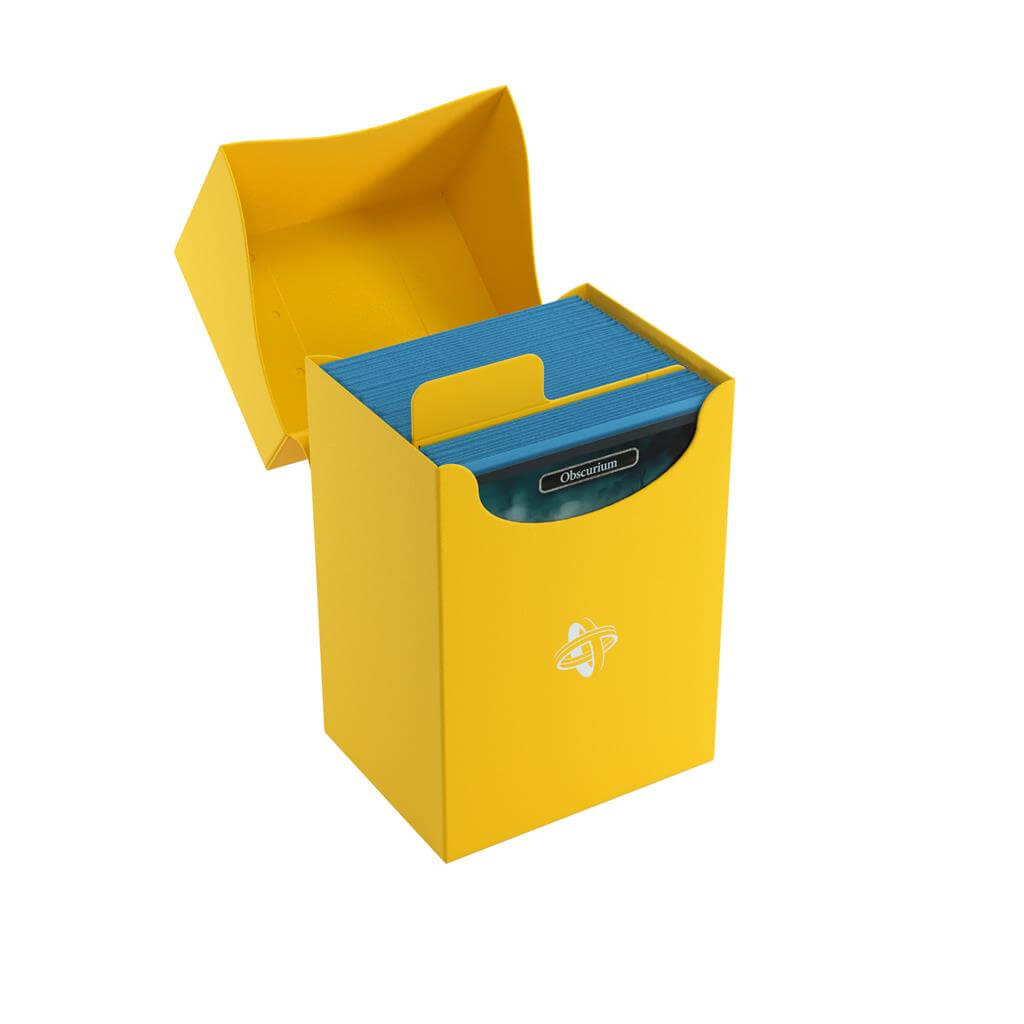 Accessoires Gele, casual deckbox die geschikt is voor het beschermen en opbergen van maximaal 80 kaarten met dubbele sleeves.