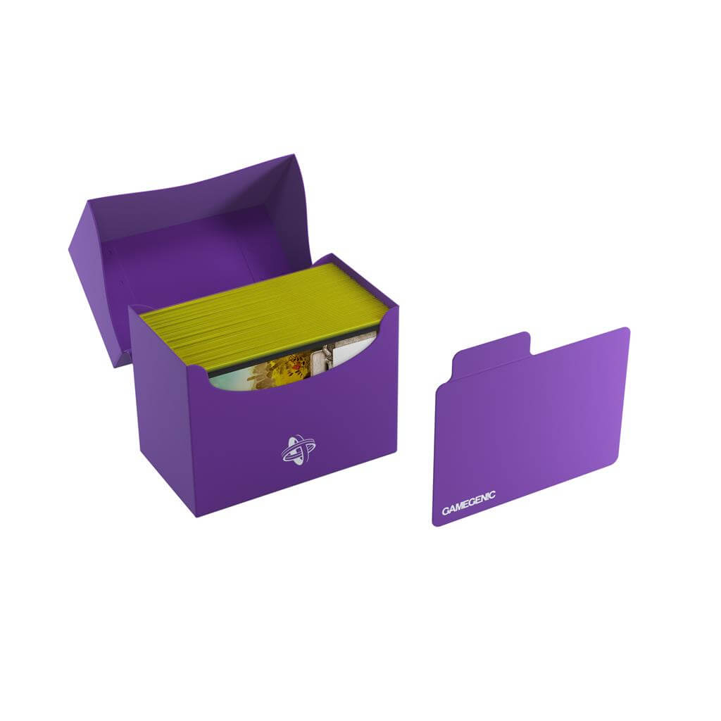 Accessoires Paarse, casual sideloading deckbox die geschikt is voor het beschermen en opbergen van maximaal 80 kaarten met dubbele sleeves.