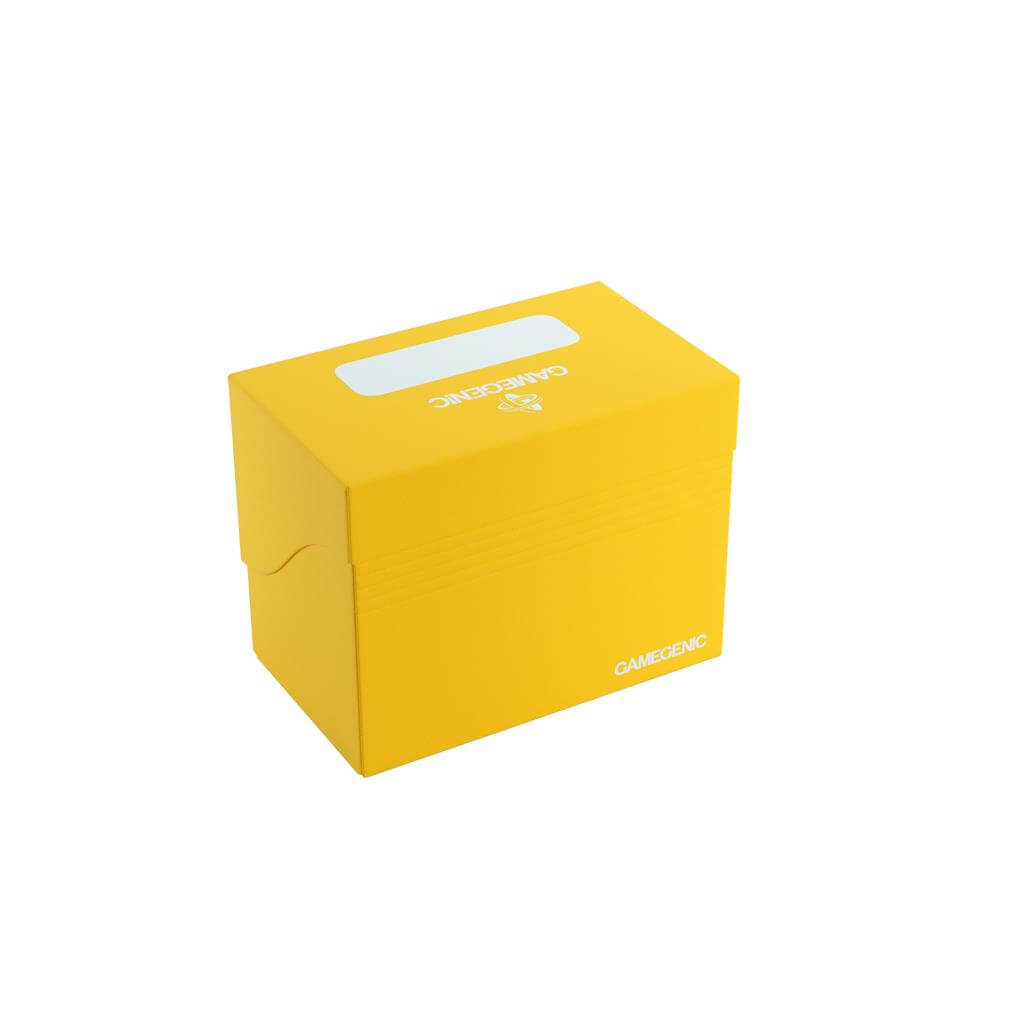 Accessoires Gele, casual sideloading deckbox die geschikt is voor het beschermen en opbergen van maximaal 80 kaarten met dubbele sleeves.