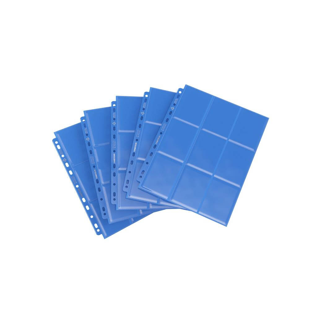 Accessoires Deze sideloading pocket pagina's bieden bescherming voor standaard- en Japanse kaarten. Elke pagina bevat 18 vakken die via de zijkant gevuld kunnen worden en is geschikt voor een ringbandmap dankzij de 11-gaats rug. Deze pack bevat 10 blauwe